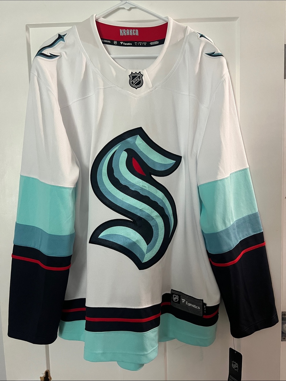 Fanatics Seattle Kraken White Teal Navy Alternate Jersey